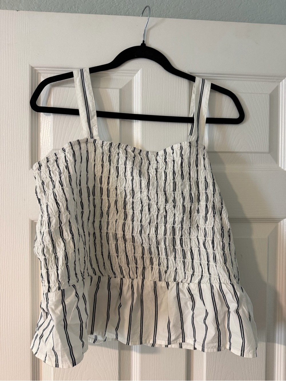 Old Navy White Tank Top with Black Vertical Stripes